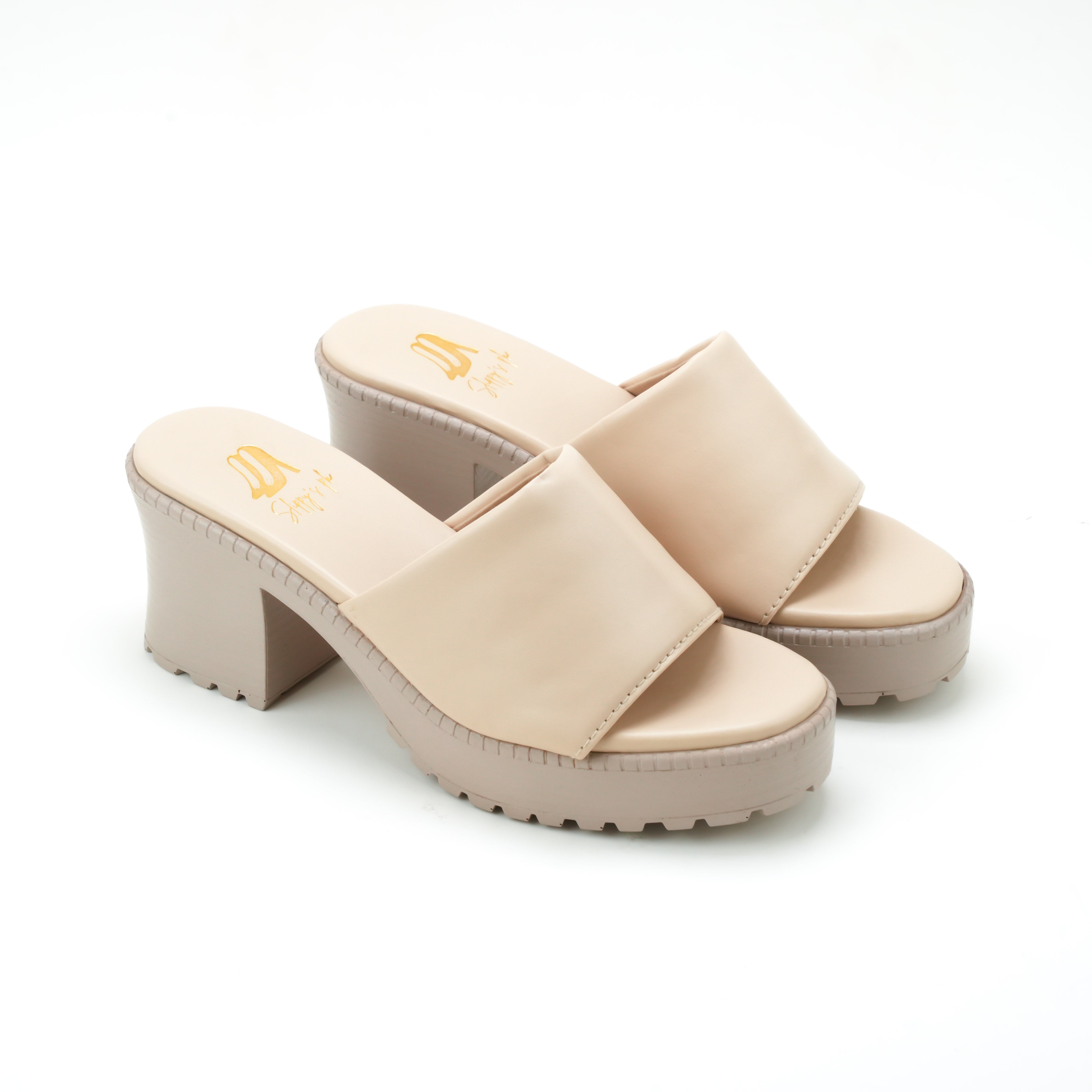 BARELY BEIGE BLOCK HEELS