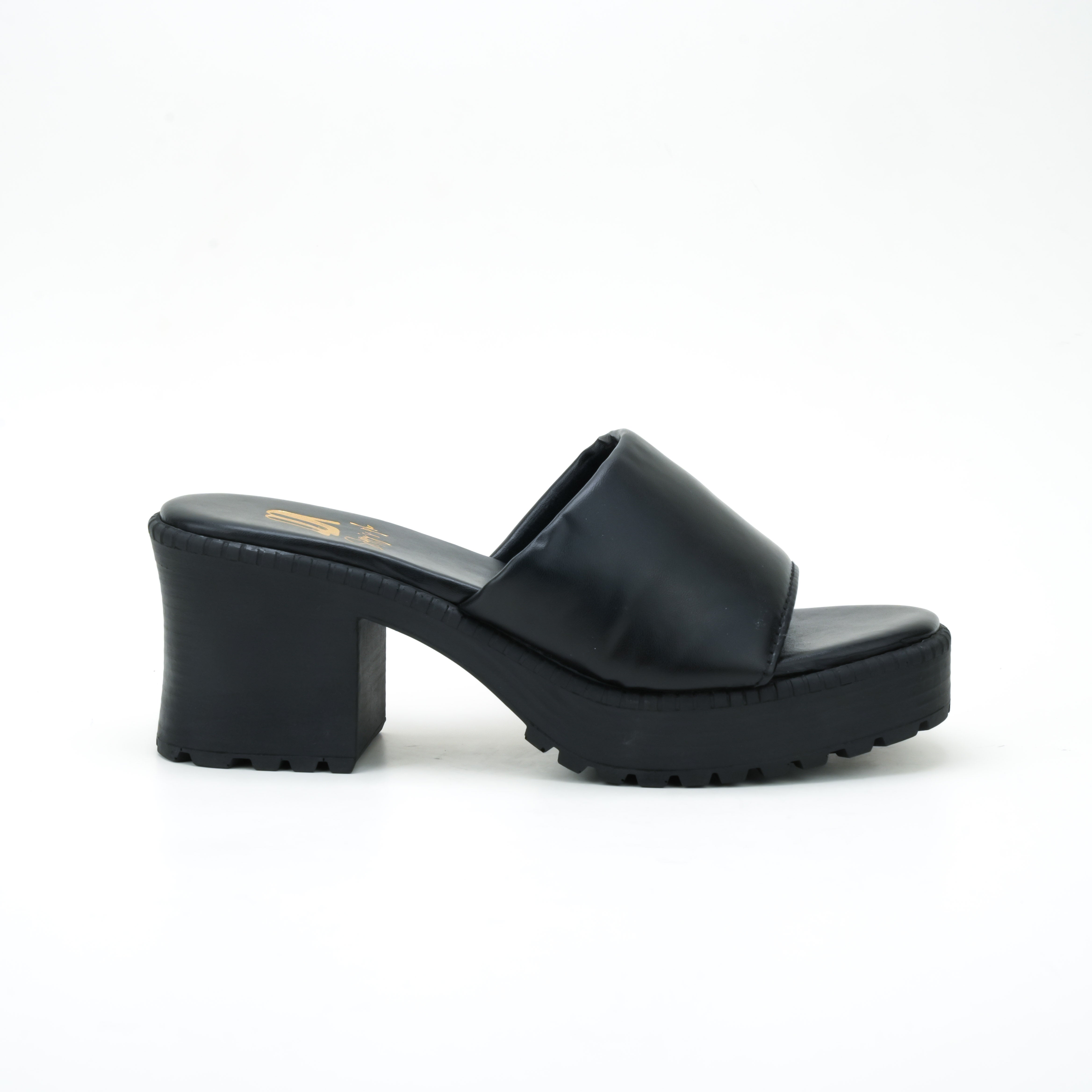 BARELY BLACK BLOCK HEELS