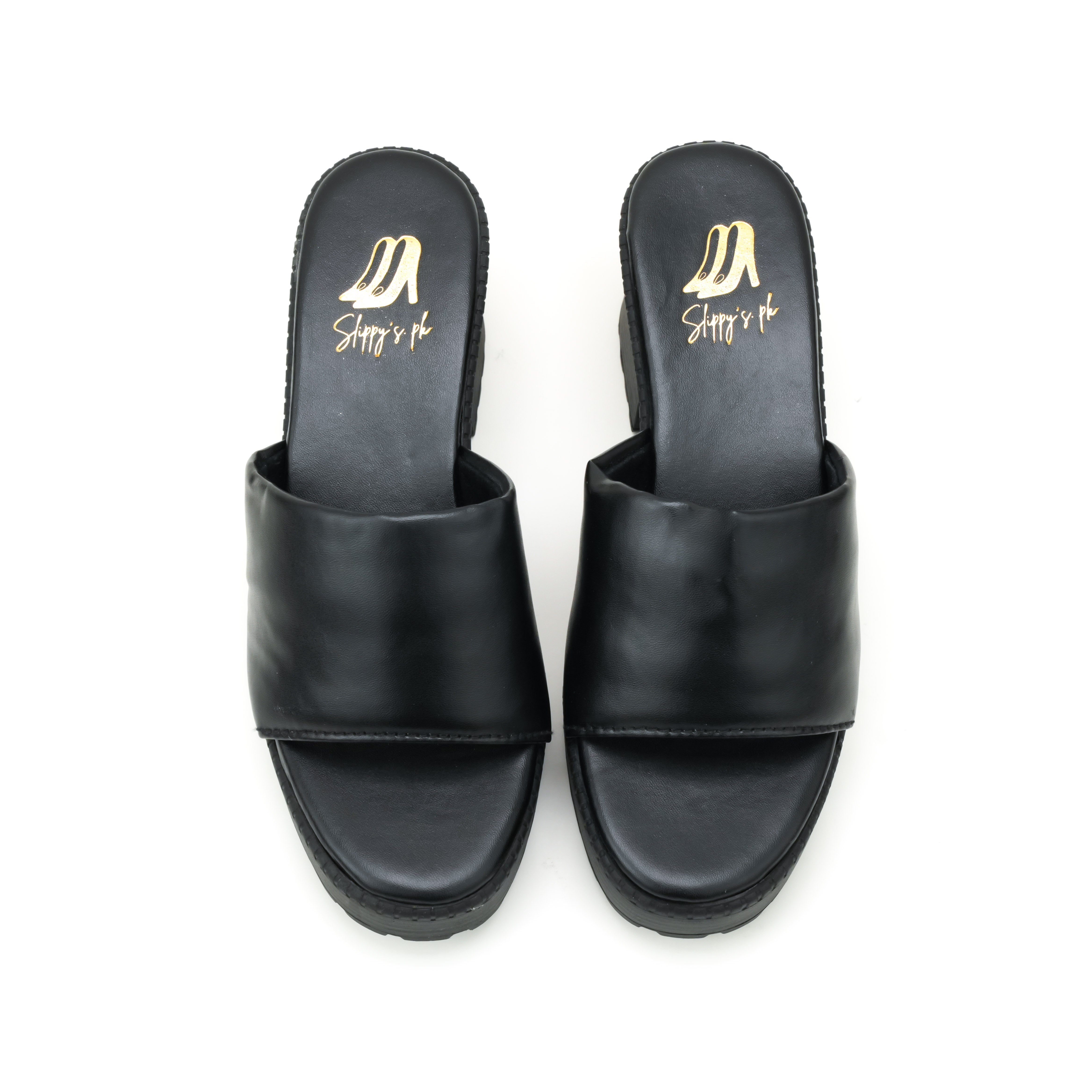 BARELY BLACK BLOCK HEELS